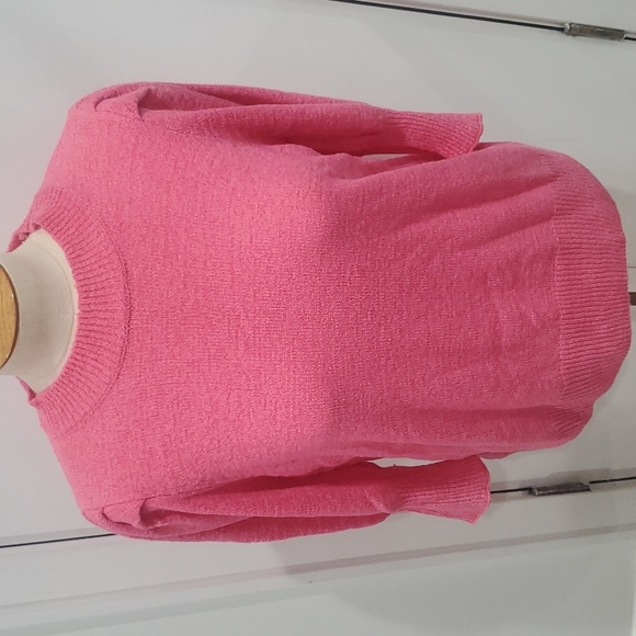 Davi & Dani Bubble Gum Pink Puffed Short Sleeves Sweater Pullover Medium - Picture 1 of 5